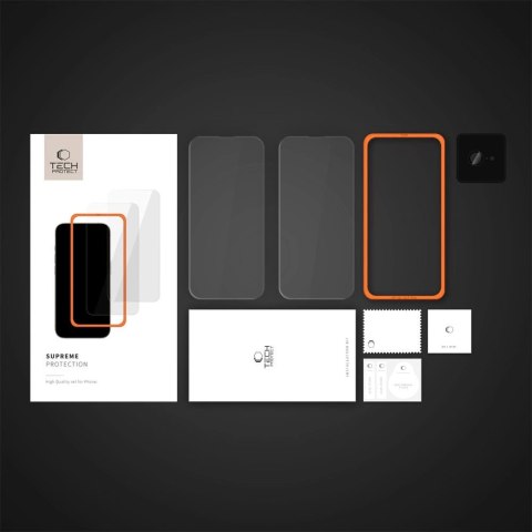 Szkło hartowane Tech-Protect Supreme Set 3-Pack na iPhone 16e - przezroczyste Szkło hartowane Tech-Protect Supreme Set 3-Pack na iPhone 16e - przezroczyste