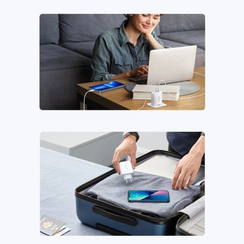 Ugreen szybka ładowarka sieciowa 2x USB Typ C / USB 65W PD3.0, QC3.0/4.0+ biała (CD275) Ugreen szybka ładowarka sieciowa 2x USB Typ C / USB 65W PD3.0, QC3.0/4.0+ biała (CD275)