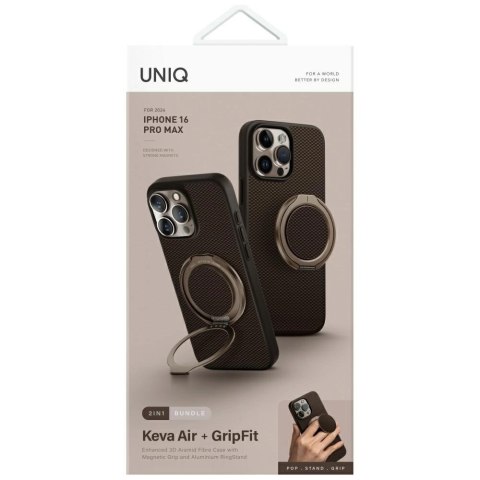 Etui UNIQ Keva Air Magclick Charging GripFit na iPhone 16 Pro Max - brązowe Etui UNIQ Keva Air Magclick Charging GripFit na iPhone 16 Pro Max - brązowe