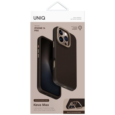 Etui UNIQ Keva Max Magclick Charging Camera Stand na iPhone 16 Pro - brązowe Etui UNIQ Keva Max Magclick Charging Camera Stand na iPhone 16 Pro - brązowe
