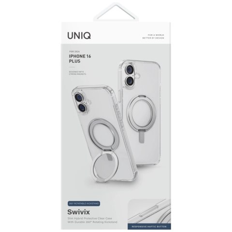 Etui UNIQ Swivix 360 Rotating Kickstand na iPhone 16 Plus - przezroczyste Etui UNIQ Swivix 360 Rotating Kickstand na iPhone 16 Plus - przezroczyste
