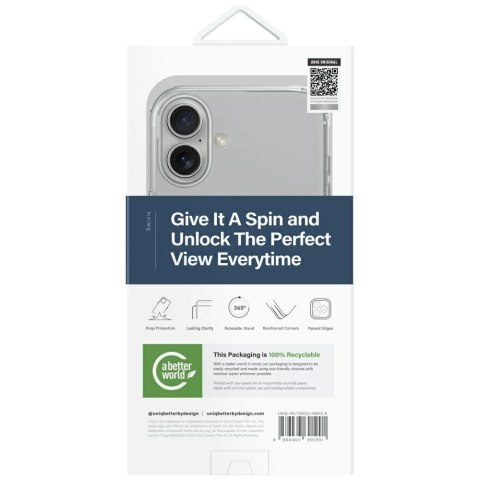 Etui UNIQ Swivix 360 Rotating Kickstand na iPhone 16 Plus - przezroczyste Etui UNIQ Swivix 360 Rotating Kickstand na iPhone 16 Plus - przezroczyste