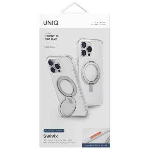 Etui UNIQ Swivix 360 Rotating Kickstand na iPhone 16 Pro Max - przezroczyste