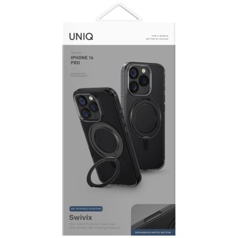 Etui UNIQ Swivix 360 Rotating Kickstand na iPhone 16 Pro - czarne Etui UNIQ Swivix 360 Rotating Kickstand na iPhone 16 Pro - czarne