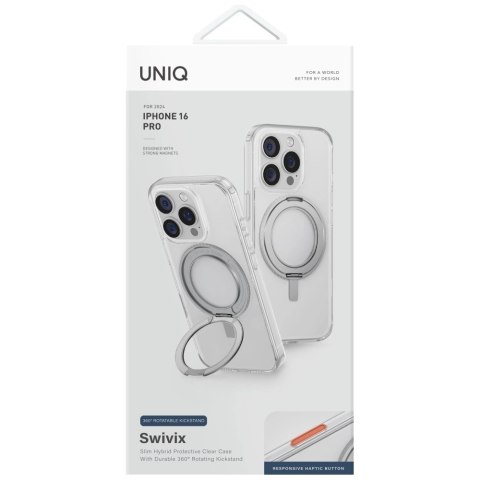 Etui UNIQ Swivix 360 Rotating Kickstand na iPhone 16 Pro - przezroczyste Etui UNIQ Swivix 360 Rotating Kickstand na iPhone 16 Pro - przezroczyste