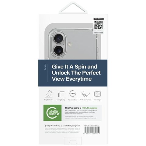 Etui UNIQ Swivix 360 Rotating Kickstand na iPhone 16 - przezroczyste