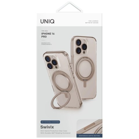 Etui UNIQ Swivix 360 Rotating Kickstand na iPhone 16 - złote Etui UNIQ Swivix 360 Rotating Kickstand na iPhone 16 - złote