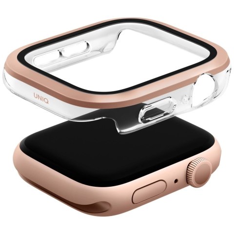Etui ze szkłem hartowanym UNIQ Voute na Apple Watch 10 46 mm - różowo-złota