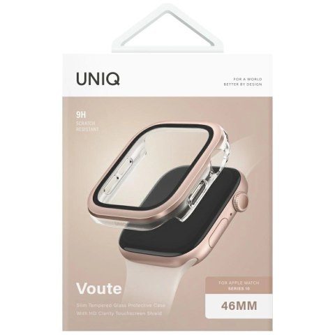 Etui ze szkłem hartowanym UNIQ Voute na Apple Watch 10 46 mm - różowo-złota