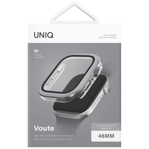 Etui ze szkłem hartowanym UNIQ Voute na Apple Watch 10 46 mm - srebrne