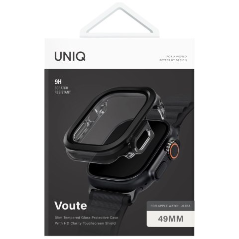 Etui ze szkłem hartowanym UNIQ Voute na Apple Watch Ultra 49 mm - czarne Etui ze szkłem hartowanym UNIQ Voute na Apple Watch Ultra 49 mm - czarne
