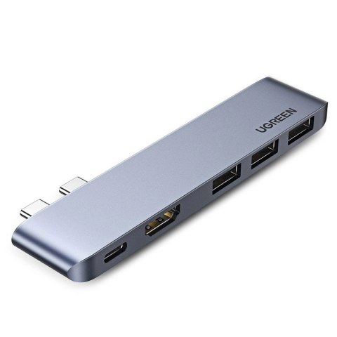 HUB Ugreen 60559 2x USB-C / USB-C PD (Thunderbolt 3, 100W, 4K 60 Hz, 10 Gbps) / HDMI 4K 30 Hz / 3x USB 3.0 do MacBook Pro / Air HUB Ugreen 60559 2x USB-C / USB-C PD (Thunderbolt 3, 100W, 4K 60 Hz, 10 Gbps) / HDMI 4K 30 Hz / 3x USB 3.0 do MacBook Pro / Air