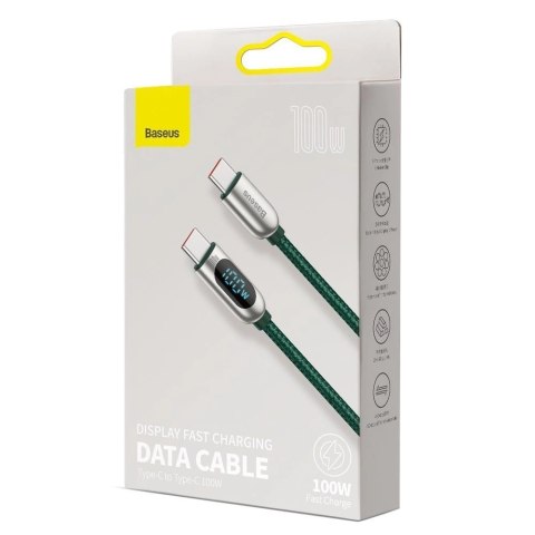 Kabel Baseus CATSK-B06 USB-C - USB-C PD 100W 5A 480Mb/s 1m - zielony Kabel Baseus CATSK-B06 USB-C - USB-C PD 100W 5A 480Mb/s 1m - zielony