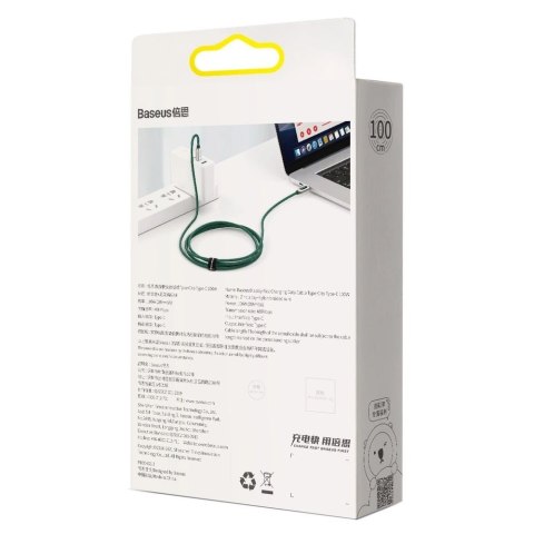 Kabel Baseus CATSK-B06 USB-C - USB-C PD 100W 5A 480Mb/s 1m - zielony Kabel Baseus CATSK-B06 USB-C - USB-C PD 100W 5A 480Mb/s 1m - zielony
