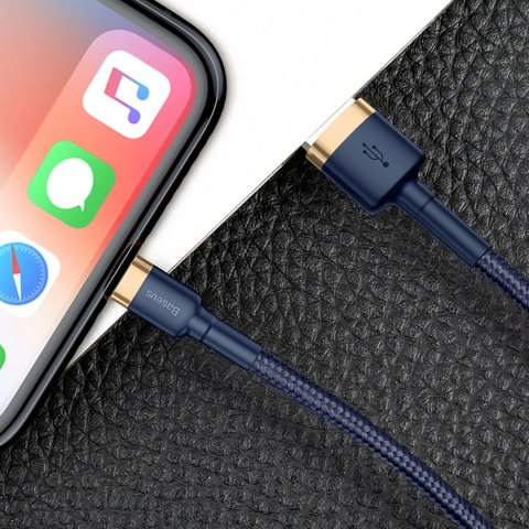 Kabel Baseus Cafule USB-A / Lightning 2.4A QC 3.0 1 m - niebiesko-złoty Kabel Baseus Cafule USB-A / Lightning 2.4A QC 3.0 1 m - niebiesko-złoty