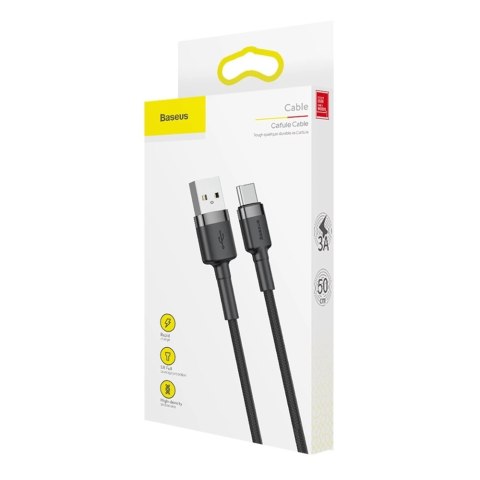 Kabel Baseus Cafule USB-A / USB-C QC 3.0 3A 0.5 m - czarno-szary Kabel Baseus Cafule USB-A / USB-C QC 3.0 3A 0.5 m - czarno-szary