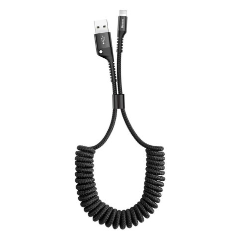 Kabel Baseus Fish Eye sprężynowy USB-A / Lightning 2A 1m - czarny Kabel Baseus Fish Eye sprężynowy USB-A / Lightning 2A 1m - czarny