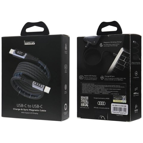 Kabel USB-C / USB-C Audi 2.0 20V 3A 60W - czarny Kabel USB-C / USB-C Audi 2.0 20V 3A 60W - czarny