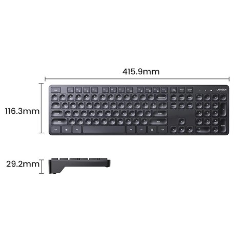 Klawiatura Ugreen KU004 90250 bezprzewodowa 2.4GHz do Windows / MacOS - czarna Klawiatura Ugreen KU004 90250 bezprzewodowa 2.4GHz do Windows / MacOS - czarna