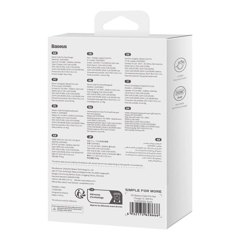 Ładowarka sieciowa Baseus Cube Pro 30W USB-C - czarna Ładowarka sieciowa Baseus Cube Pro 30W USB-C - czarna