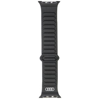 Pasek Audi Logo Synthetic Leather Magnetic Ring na Apple Watch 40 / 41 / 42 mm - czarny