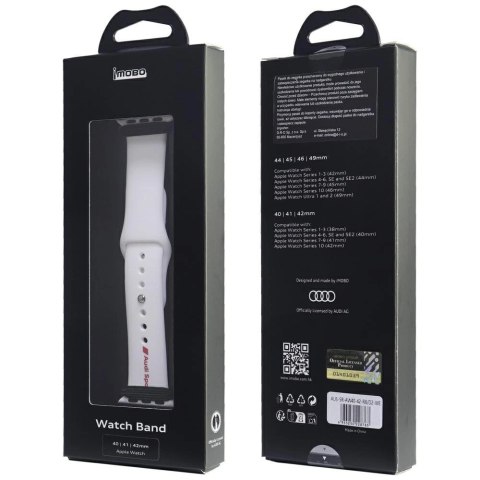 Pasek Audi Sport Red Logo Silicone Watch Strap na Apple Watch 40 / 41 / 42 mm - biały Pasek Audi Sport Red Logo Silicone Watch Strap na Apple Watch 40 / 41 / 42 mm - biały