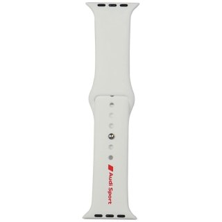 Pasek Audi Sport Red Logo Silicone Watch Strap na Apple Watch 44 / 45 / 46 / 49 mm - biały