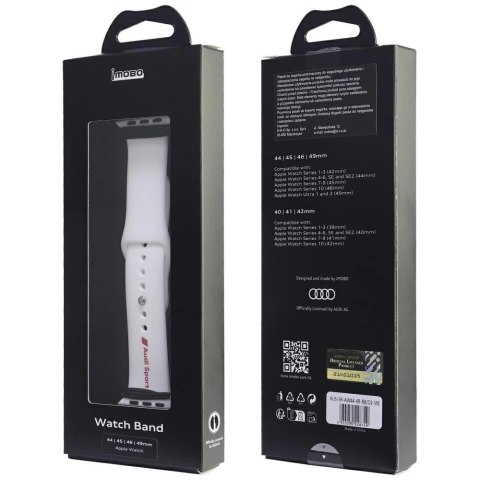 Pasek Audi Sport Red Logo Silicone Watch Strap na Apple Watch 44 / 45 / 46 / 49 mm - biały Pasek Audi Sport Red Logo Silicone Watch Strap na Apple Watch 44 / 45 / 46 / 49 mm - biały