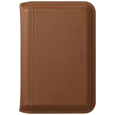 Portfel magnetyczny RFID UNIQ Lyden DS ze stojakiem na telefon - brązowy