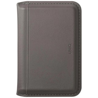 Portfel magnetyczny RFID UNIQ Lyden DS ze stojakiem na telefon - szary