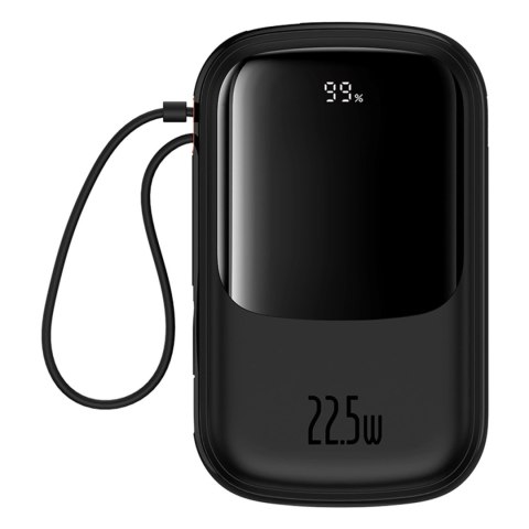 Powerbank Baseus Qpow Pro+ 20000mAh 22.5W z wbudowanym kablem USB-C i wyświetlaczem - czarny Powerbank Baseus Qpow Pro+ 20000mAh 22.5W z wbudowanym kablem USB-C i wyświetlaczem - czarny