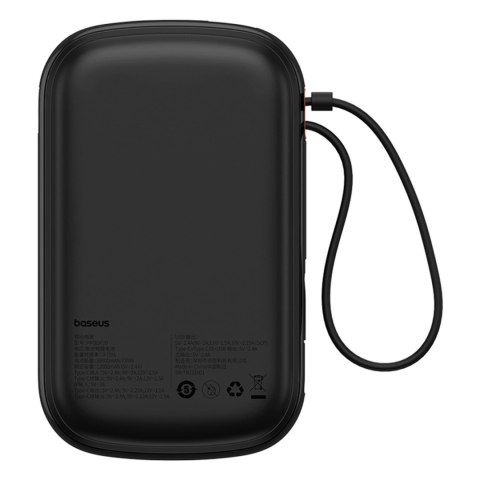 Powerbank Baseus Qpow Pro+ 20000mAh 22.5W z wbudowanym kablem USB-C i wyświetlaczem - czarny Powerbank Baseus Qpow Pro+ 20000mAh 22.5W z wbudowanym kablem USB-C i wyświetlaczem - czarny
