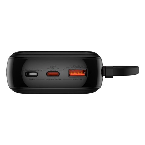 Powerbank Baseus Qpow Pro+ 20000mAh 22.5W z wbudowanym kablem USB-C i wyświetlaczem - czarny Powerbank Baseus Qpow Pro+ 20000mAh 22.5W z wbudowanym kablem USB-C i wyświetlaczem - czarny