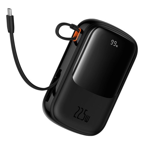 Powerbank Baseus Qpow Pro+ 20000mAh 22.5W z wbudowanym kablem USB-C i wyświetlaczem - czarny Powerbank Baseus Qpow Pro+ 20000mAh 22.5W z wbudowanym kablem USB-C i wyświetlaczem - czarny