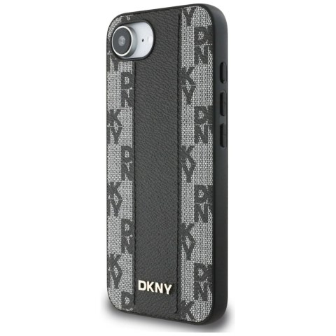 Etui DKNY Leather Checkered Mono Pattern MagSafe na iPhone 16e - czarny Etui DKNY Leather Checkered Mono Pattern MagSafe na iPhone 16e - czarny
