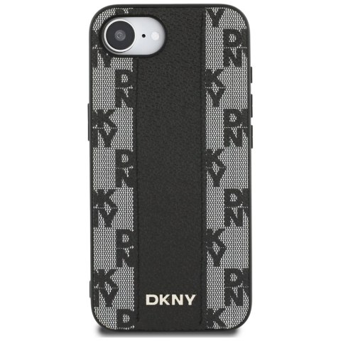 Etui DKNY Leather Checkered Mono Pattern MagSafe na iPhone 16e - czarny Etui DKNY Leather Checkered Mono Pattern MagSafe na iPhone 16e - czarny
