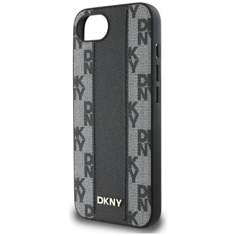 Etui DKNY Leather Checkered Mono Pattern MagSafe na iPhone 16e - czarny Etui DKNY Leather Checkered Mono Pattern MagSafe na iPhone 16e - czarny