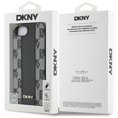 Etui DKNY Leather Checkered Mono Pattern MagSafe na iPhone 16e - czarny Etui DKNY Leather Checkered Mono Pattern MagSafe na iPhone 16e - czarny