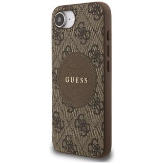Etui Guess 4G Circle Classic Logo MagSafe na iPhone 16e - brązowe