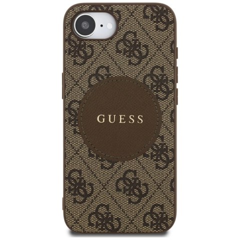 Etui Guess 4G Circle Classic Logo MagSafe na iPhone 16e - brązowe Etui Guess 4G Circle Classic Logo MagSafe na iPhone 16e - brązowe