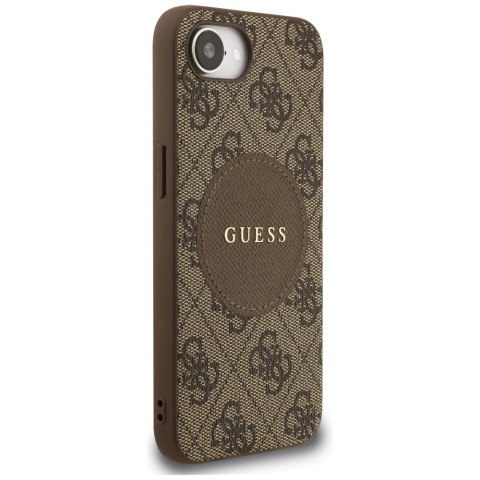 Etui Guess 4G Circle Classic Logo MagSafe na iPhone 16e - brązowe Etui Guess 4G Circle Classic Logo MagSafe na iPhone 16e - brązowe