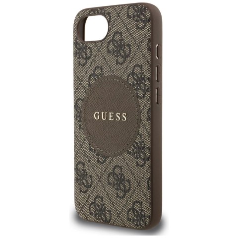 Etui Guess 4G Circle Classic Logo MagSafe na iPhone 16e - brązowe Etui Guess 4G Circle Classic Logo MagSafe na iPhone 16e - brązowe