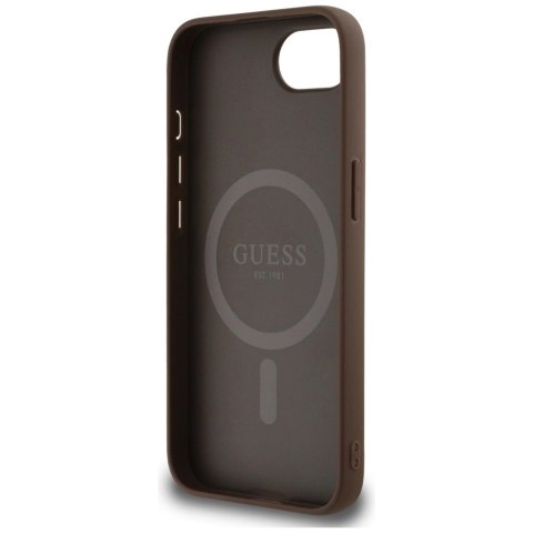 Etui Guess 4G Circle Classic Logo MagSafe na iPhone 16e - brązowe Etui Guess 4G Circle Classic Logo MagSafe na iPhone 16e - brązowe