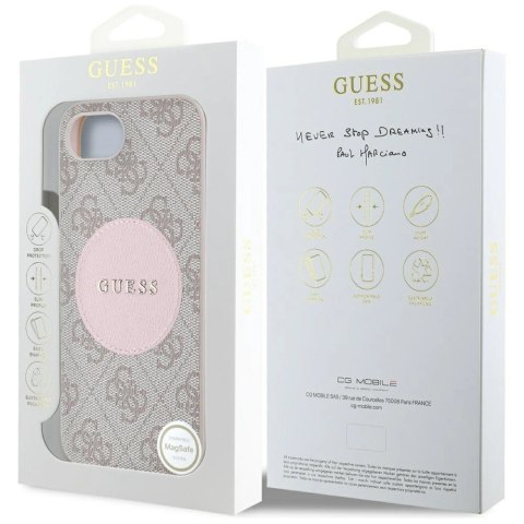 Etui Guess 4G Circle Classic Logo MagSafe na iPhone 16e - różowe