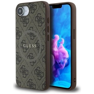 Etui Guess 4G Ring Classic Logo MagSafe na iPhone 16e - brązowe