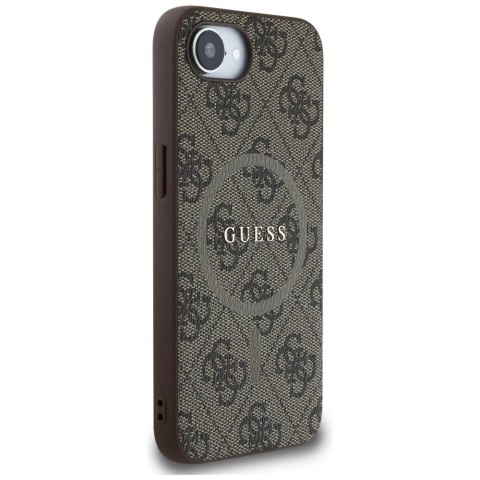 Etui Guess 4G Ring Classic Logo MagSafe na iPhone 16e - brązowe Etui Guess 4G Ring Classic Logo MagSafe na iPhone 16e - brązowe