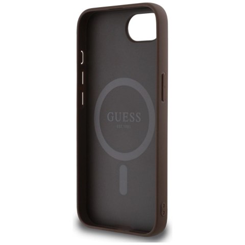 Etui Guess 4G Ring Triangle Logo MagSafe na iPhone 16e - brązowe Etui Guess 4G Ring Triangle Logo MagSafe na iPhone 16e - brązowe