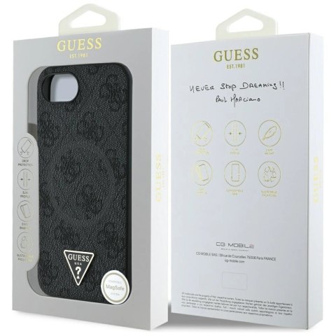Etui Guess 4G Ring Triangle Logo MagSafe na iPhone 16e - czarne Etui Guess 4G Ring Triangle Logo MagSafe na iPhone 16e - czarne