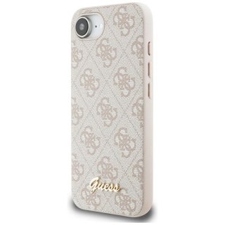 Etui Guess 4G Script Logo MagSafe na iPhone 16e - różowe