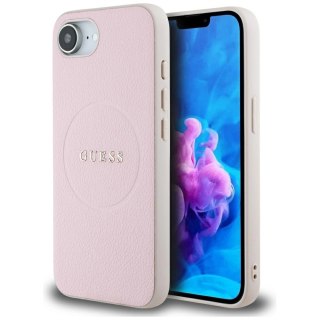 Etui Guess Grained Ring MagSafe na iPhone 16e - różowe